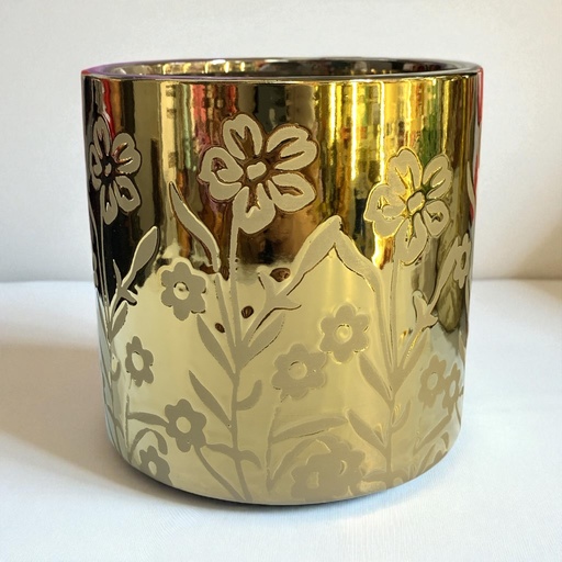 [18077-59] MACETA FLORCITAS DORADA 13*13.5CM