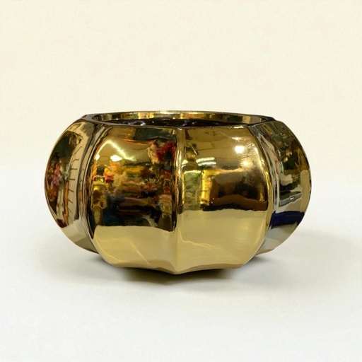 [72007-67] MACETA DORADA HEXAGONAL 18*9CM