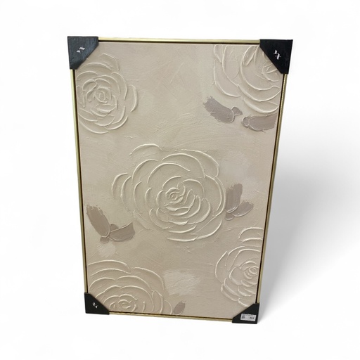 [16121] CUADRO AL OLEO  C/MARCO ROSAS 60X90CM