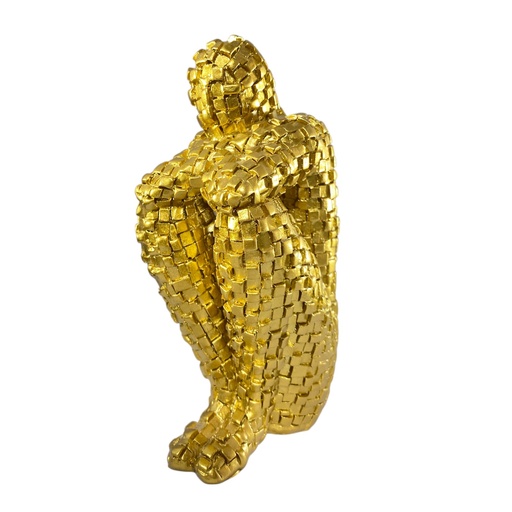 [SAN4692] FIGURA HOMBRE SENTADO POLIRESINA DORADO. REF: SAN4692  20X8X10 CM