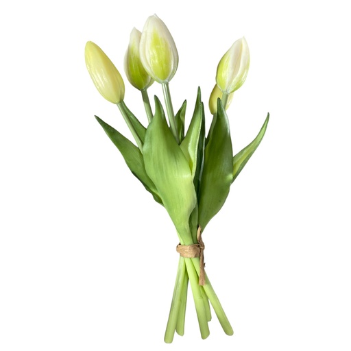 [4894616174509] RAMO TULIPANES 5, BLANCOS SILICON               REF: CH12541060  24CM