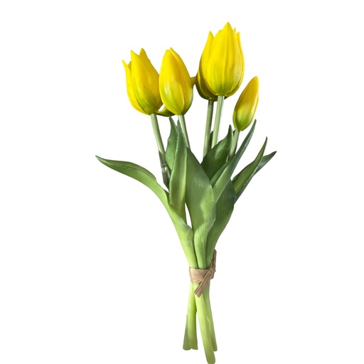 [4894616174516] RAMO TULIPANES 5, AMARILLO SILICON               REF: CH12541058  24CM