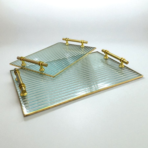 [16050] BANDEJA DE CRISTAL SETX2 PZ.  40X27CM Y 34X23CM