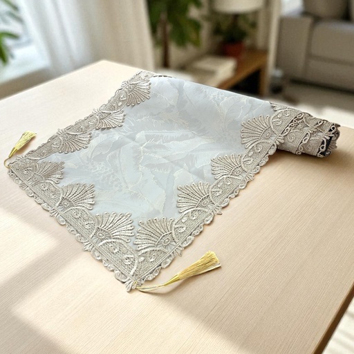 [2305179] CAMINO DE MESA BEIGE C/BORLAS 10X107CM