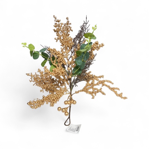 [5116825503] RAMA BERRIES DORADA+EUCALIPTO 55CM