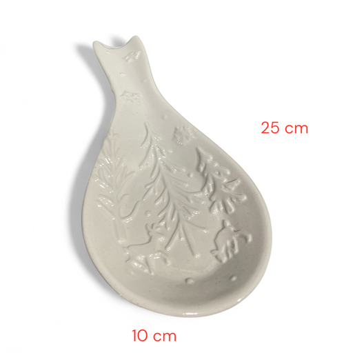 [254934] Portacucharas blanco diseño de renos, 25x10cm. REF:NH22B0121