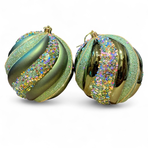 [6584599273136] ESFERA NAVIDAD 12CM VERDE SETX2 REF:ES27313