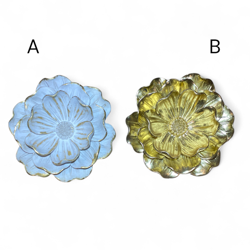 [4894616182009] FLOR DECORATIVA BLANCO - DORADO RESINA 20x19x5.5CM - TG171960/172075