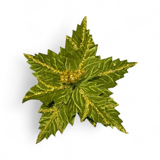 [4894616183655] FLOR NAVIDEÑA VERDE TERCIOPELO, REF:SF-251272 28X25CM