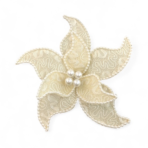 [4894616183549] FLOR NAVIDEÑA CREMA ENCAJE, REF:CF86-GP24-104.  25X15CM