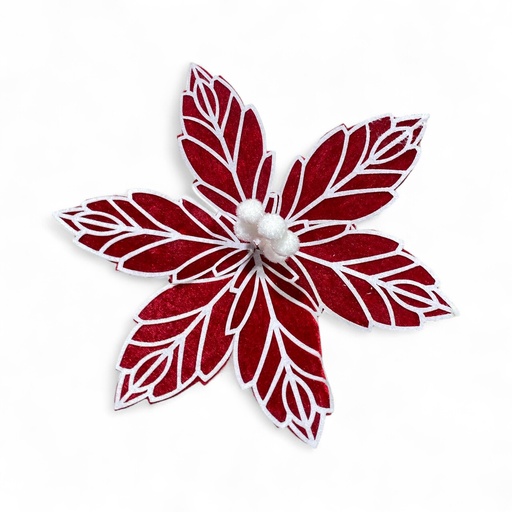 [6584599264578] FLOR NAVIDEÑA ROJA/FILO BLANCO, REF:ES26457.  28X20CM 
