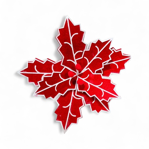 [6584599264561] FLOR NAVIDEÑA ROJA C/FILO BLANCO, REF:ES26456 28X20CM Ø28CM