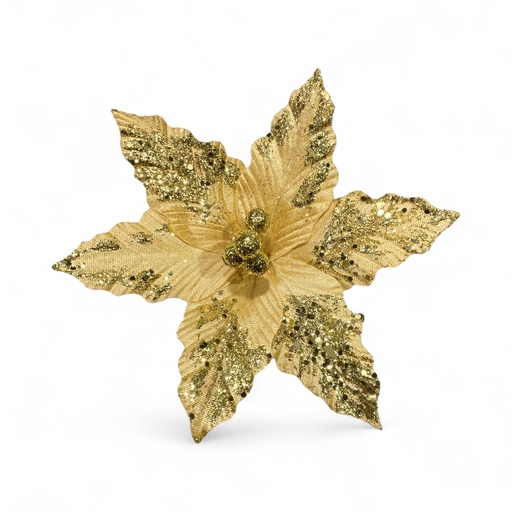 [6584599243191] FLOR NAVIDEÑA DORADA, REF:ES24319, 20X22CM Ø22CM