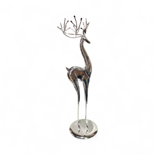 [4894616180654] Reno plateado de metal, 17x13x46cm. Ref:TG100661 