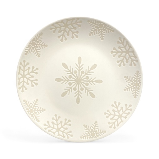[590565] PLATO NAVIDEÑO, BEIGE/BLANCO COPOS, REF:SAN5370/TJL-24ST0902028   Ø27CM