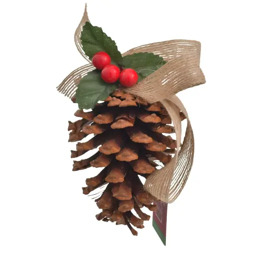 [6584599264851] COLGANTE NAVIDEÑO PIÑA CON FRUTOS ROJOS, REF:ES26485, TAMAÑO PROMEDIO 16CM