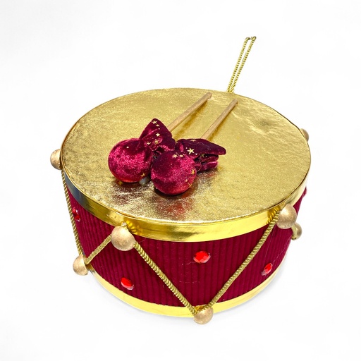 [8679811650067] TAMBOR NAVIDEÑO ROJO GRANDE 31X16CM