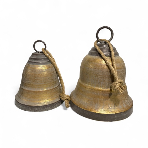 [8679818733671] CAMPANA METALICA VINTAGE DORADO/CAFE, SETX2PZ. 23X30CM Y 18X23CM