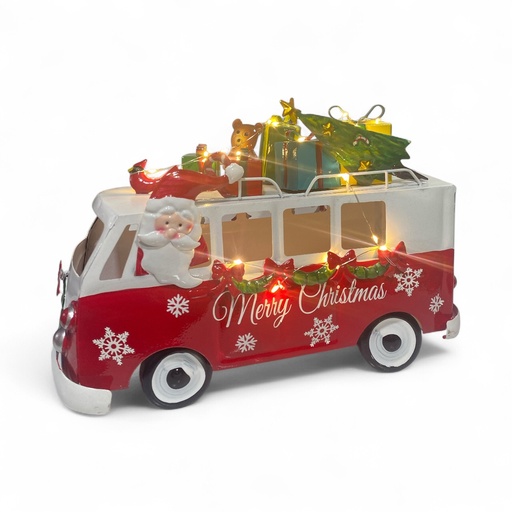 [8679811650890] BUS METALICO MERRY CHRISTMAS C/LUZ LED A PILAS 30X15X20CM