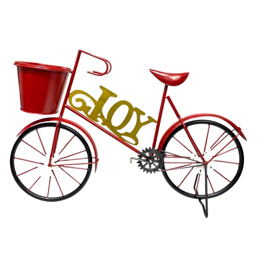 [8679811655017] BICICLETA NAVIDEÑA METALICA ROJA JOY 55X36CM