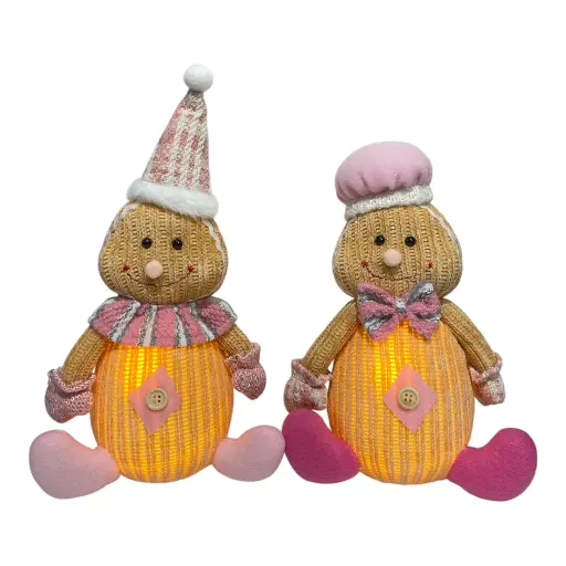 [8679811653679] MUÑECO JENGIBRE ROSADO DOS MODELOS C/ LUZ LED 10X18X32CM