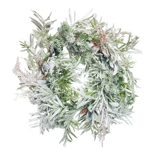 [8679811643052] CORONA NEVADA RAMAS/PIÑAS Ø50CM