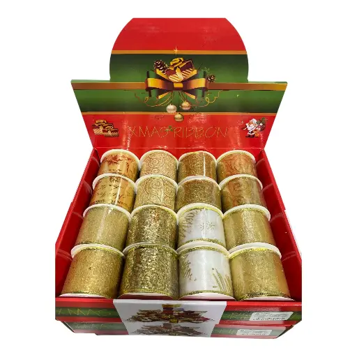 [8679816305962] CINTA NAVIDEÑA DORADA 3YRDS. 6CM DE ANCHO