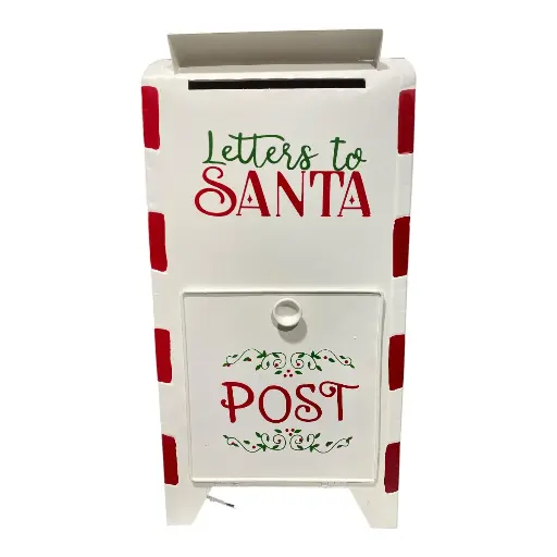 [8679811648668] BUZON NAVIDEÑO METALICO BLANCO/ROJO 27X20X53CM