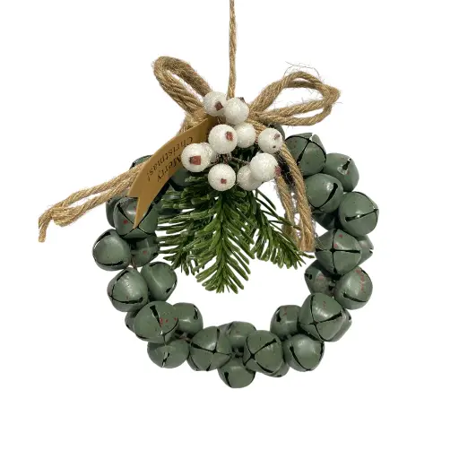 [8679811642390] CORONA NAVIDEÑA CASCABELES VERDE Ø20CM