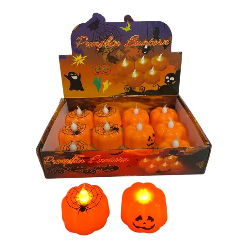 [6981606495695] VELA HALLOWEEN CALABAZA C/LUZ 5X4CM