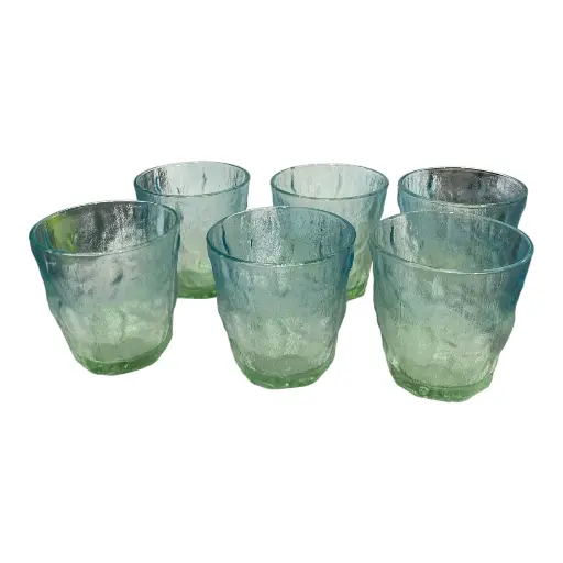 [6020082085829] SET DE 6 VASOS DE VIDRIO VERDE TURQUEZA 260ML