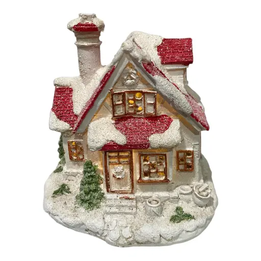 [8679811654812] MINI CASA C/LUZ LED ROJO/BLANCO 11X12X11CM
