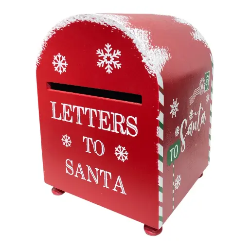 [8679811649962] BUZON NAVIDEÑO SANTA ROJO DE MADERA 20.5X20X28.5CM