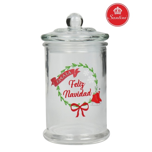 [068-369634] BOMBONERA NAVIDEÑA DE VIDRIO 6X11.5CM