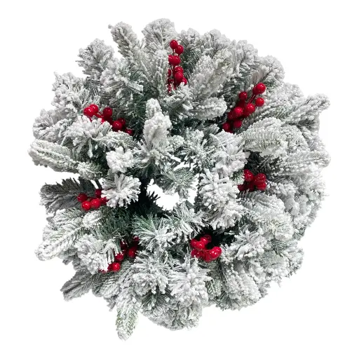 [7861204107499] CORONA TRADICIONAL NEVADA 50CM RAMA 68CMX8" C/14PVC FRUTOS ROJOS 7