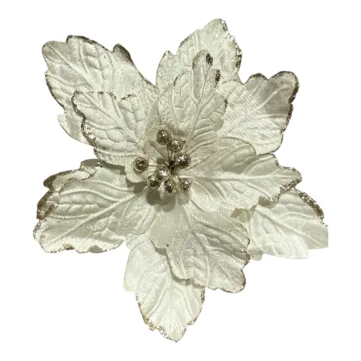 [5116827422] FLOR NAVIDEÑA BEIGE/CHAMPAGNE 38CM