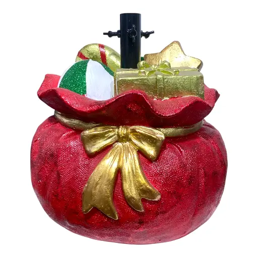 [8679811654621] BASE PARA ARBOL FORMA DE BOLSA DE REGALO CERAMICA 40X40X40CM