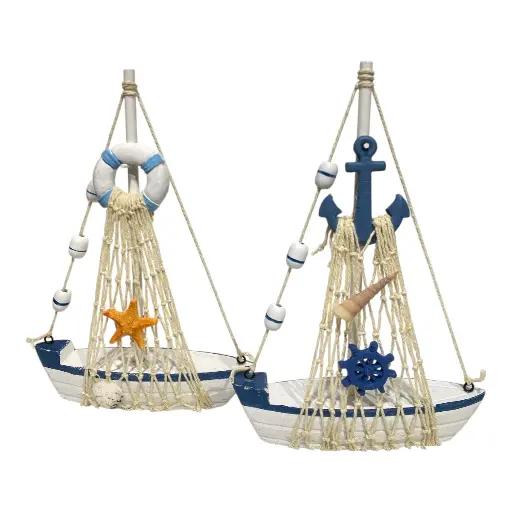 [6981606501211] BARCO DE MADERA DECOR  2 MODELOS C/U 16X5X23CM