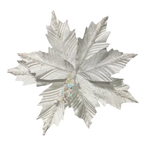 [5116827460B] FLOR NAVIDEÑA BLANCA 24CM