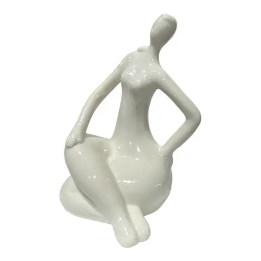 [CS23145] DAMA ABSTRACTO DE PORCELANA BLANCA 9X8X15CM 