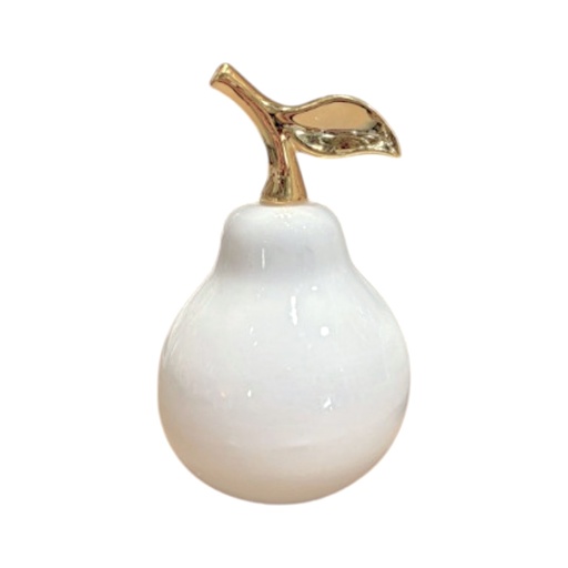[CS23143] PERA DE PORCELANA BLANCA/DORADO 8X15CM