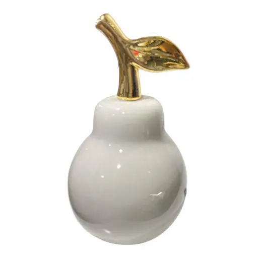 [CS23143] PERA DE PORCELANA BLANCA/DORADO 8X15CM