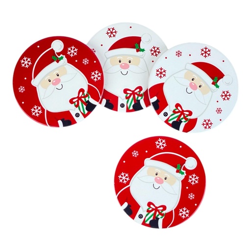 [7450209202249] PORTAVASOS NAVIDEÑO DE PORCELANA SETX4PZS. 11X11X0.8CM