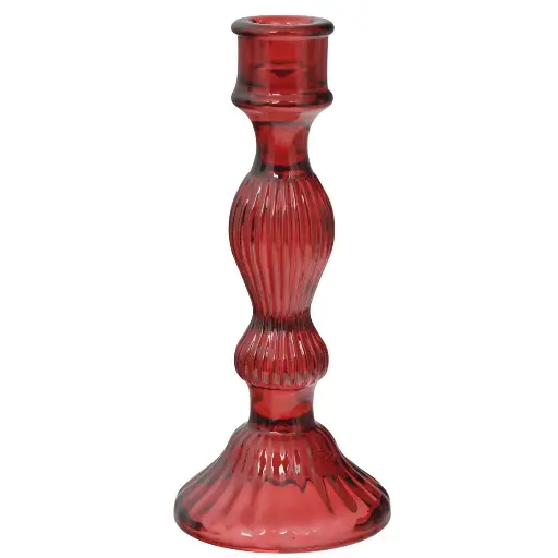 [572632] CANDELABRO DE VIDRIO ROJO REF:ES27927 9X20CM 