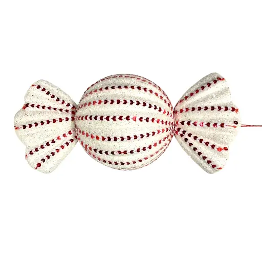 [8614500243830] CARAMELO NAVIDEÑO ROJO/BLANCO CANDY 35X16CM