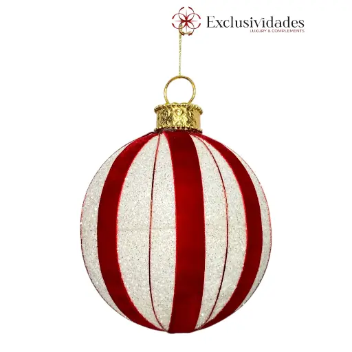 [8614500243823] ESFERA NAVIDAD 20CM ROJO/BLANCO 20X24CM