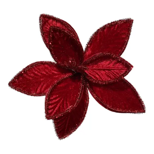 [CS19712] FLOR NAVIDEÑA 27CM VINO GAMUZADA