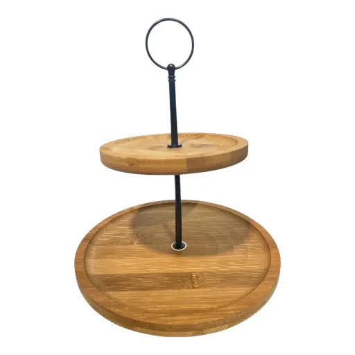 [2025057505955] FRUTERO / PORTA BOCADITOS DE MADERA 2PISOS 21X21X24CM