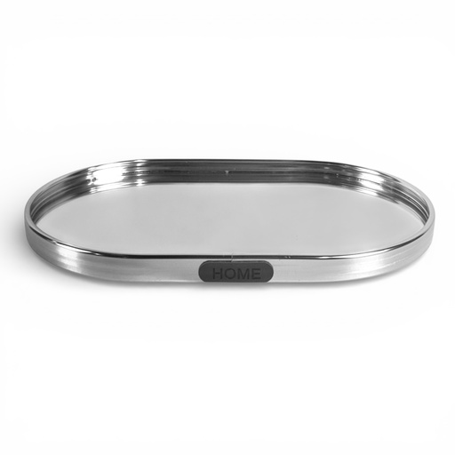 [2025057505443] BANDEJA DE ALUMINIO PLATEADO CON ESPEJO 25X16CM 