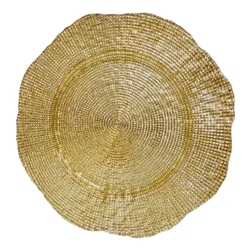 [281321] PLATO BASE DE VIDRIO DORADO REF:ES28456 33CM